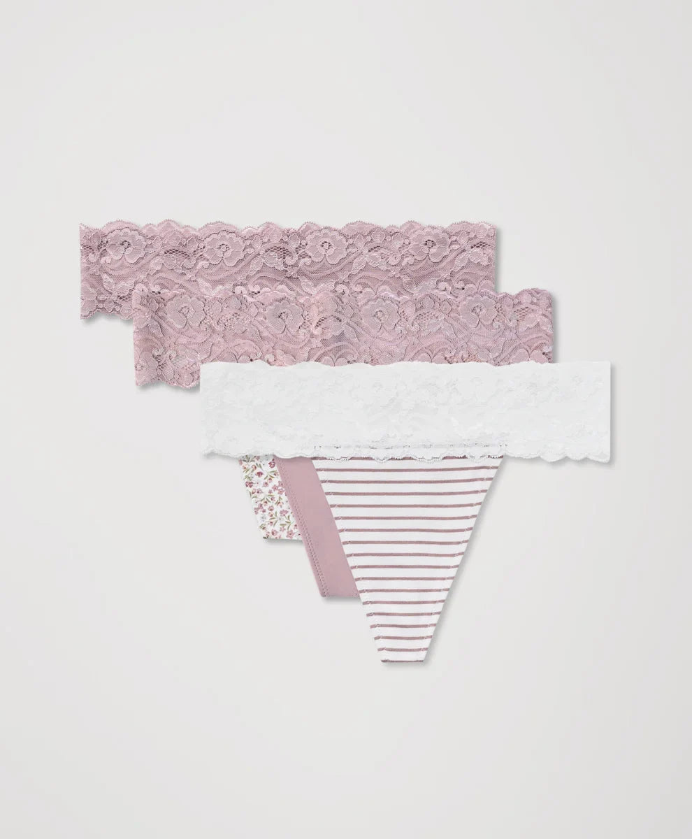 lace waist thong 3-pack