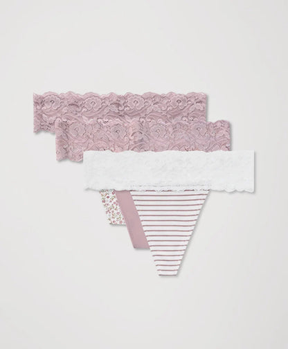 lace waist thong 3-pack