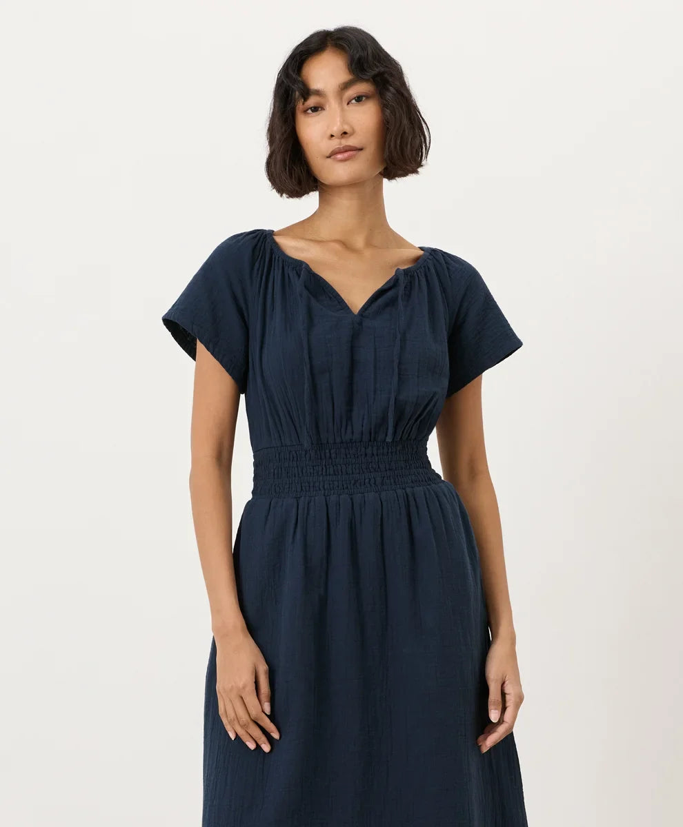 coastal double gauze boho midi dress