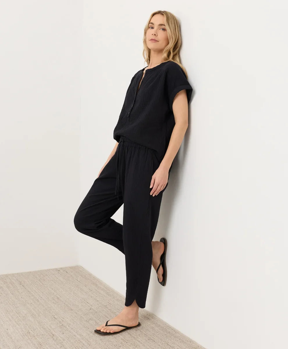 coastal double gauze tapered pull-on pant