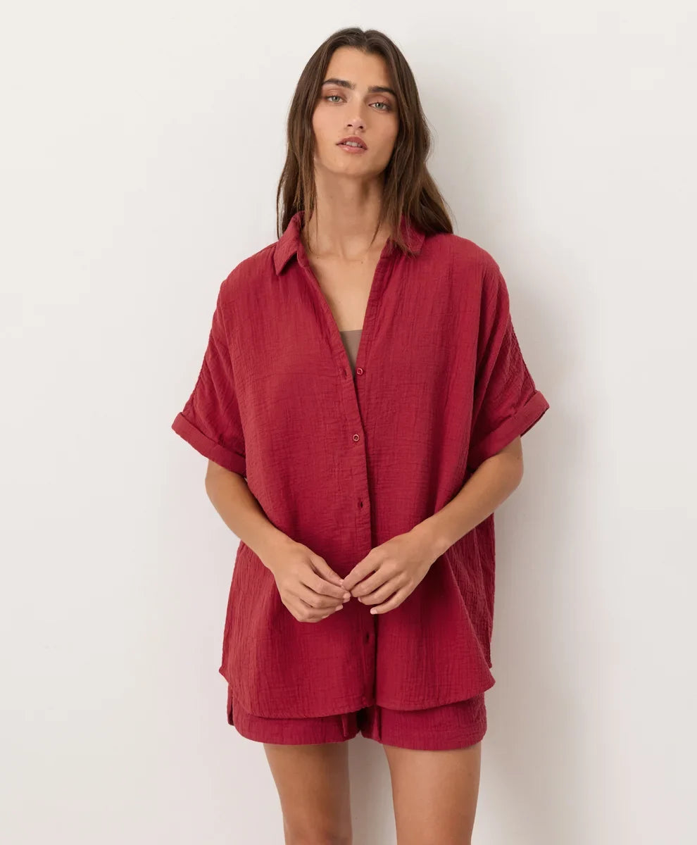 clearance coastal double gauze oversized shirt