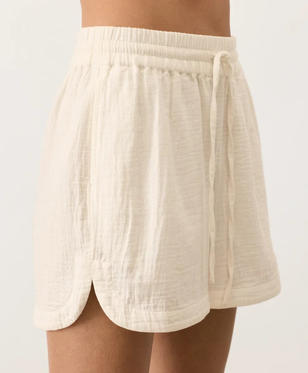 coastal double gauze curved hem short