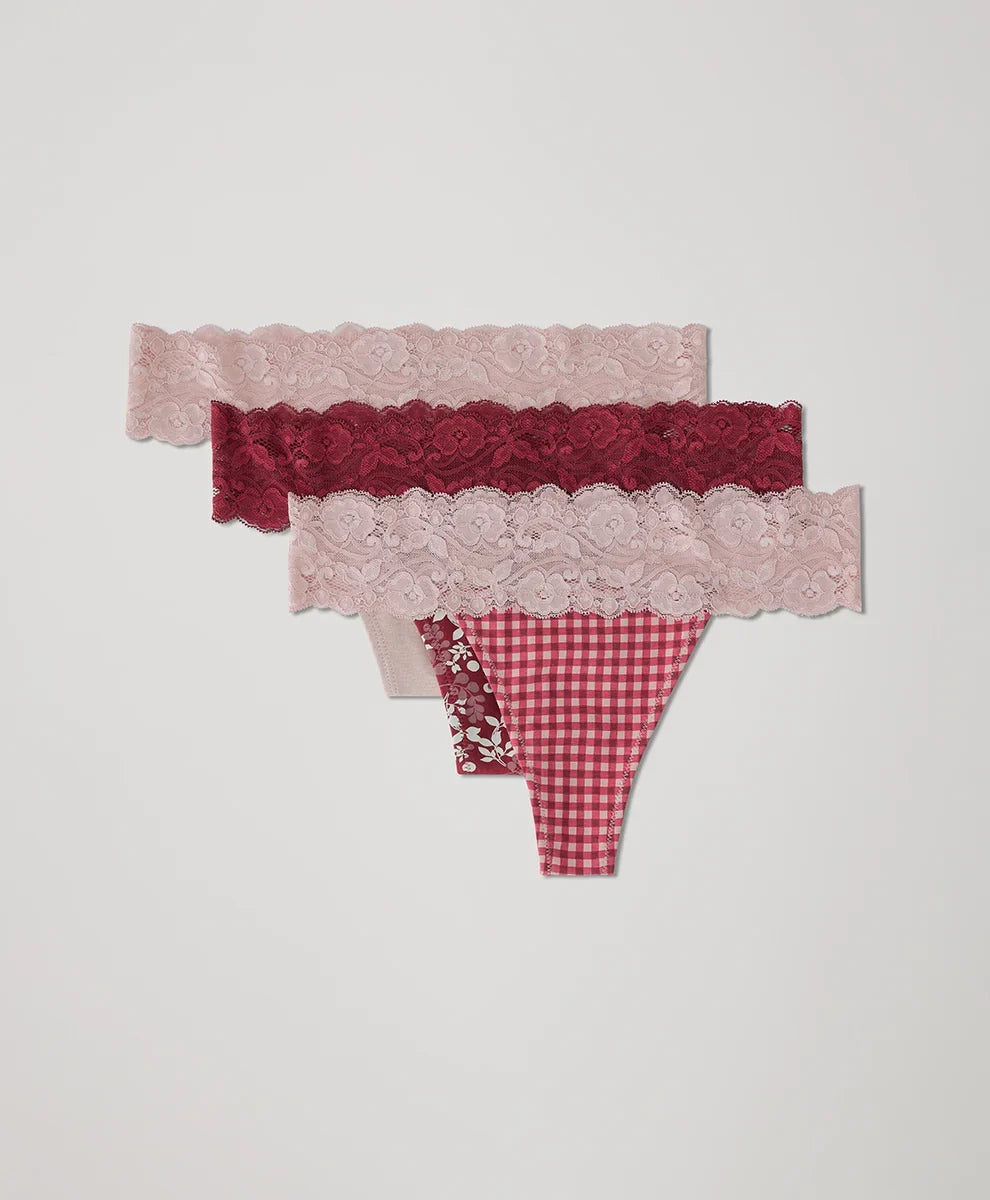 clearance lace waist thong 3-pack