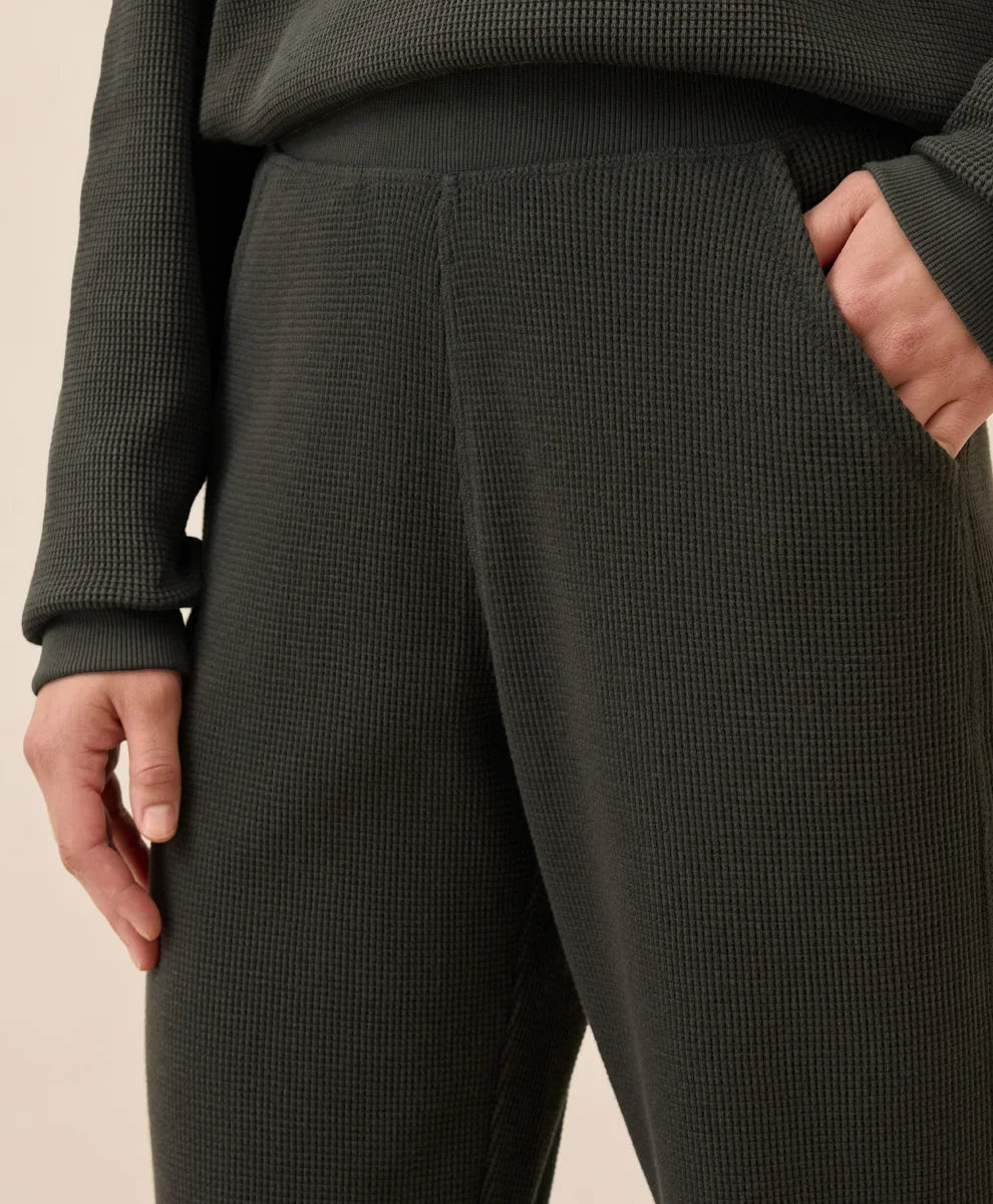 clearance thermal waffle wide leg pant