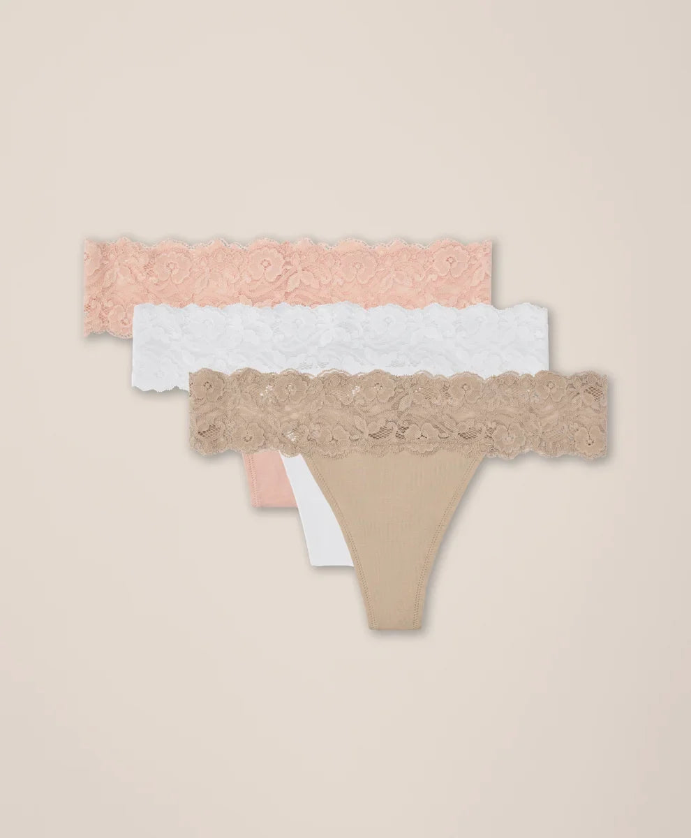 clearance lace waist thong 3-pack