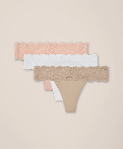 clearance lace waist thong 3-pack