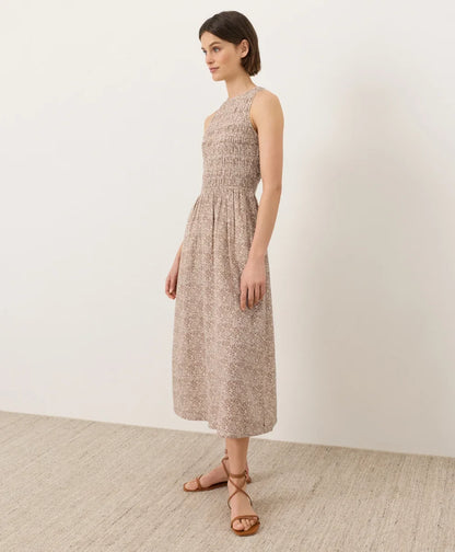 clearance coastal double gauze smocked dress