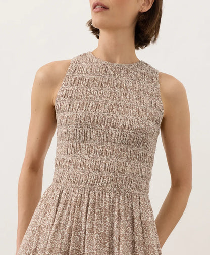 clearance coastal double gauze smocked dress