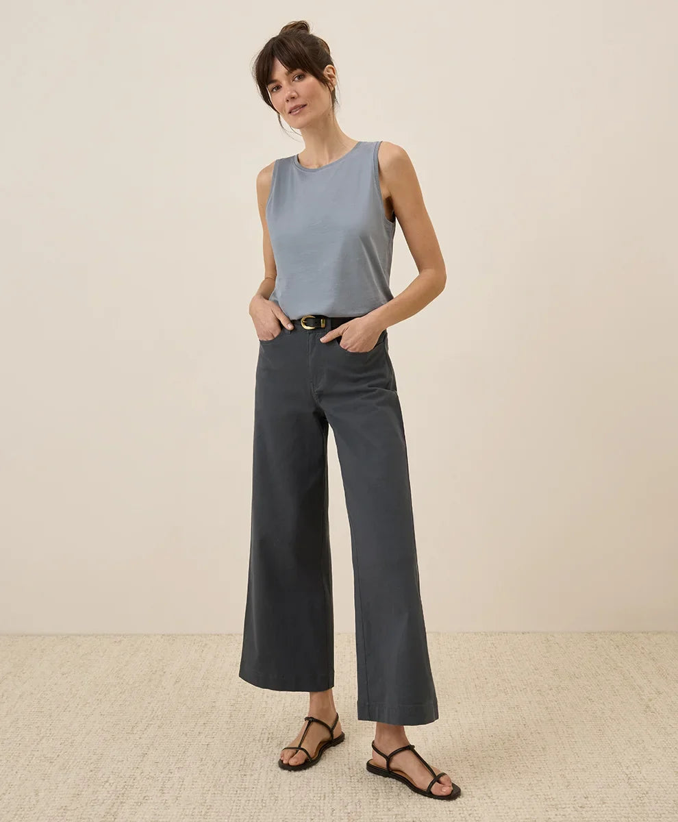 clearance stretch twill wide leg pant
