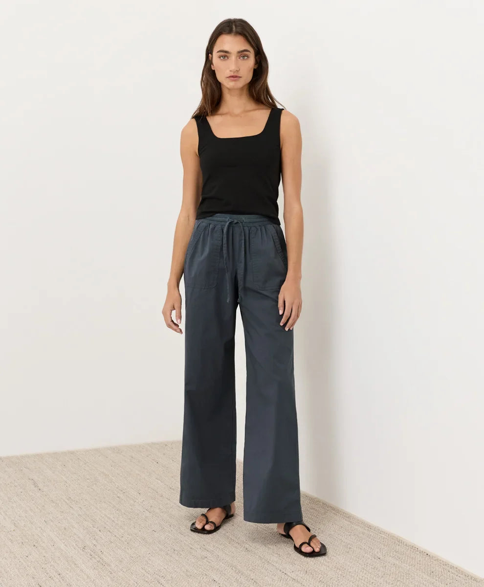 clearance stretch poplin wide leg pant