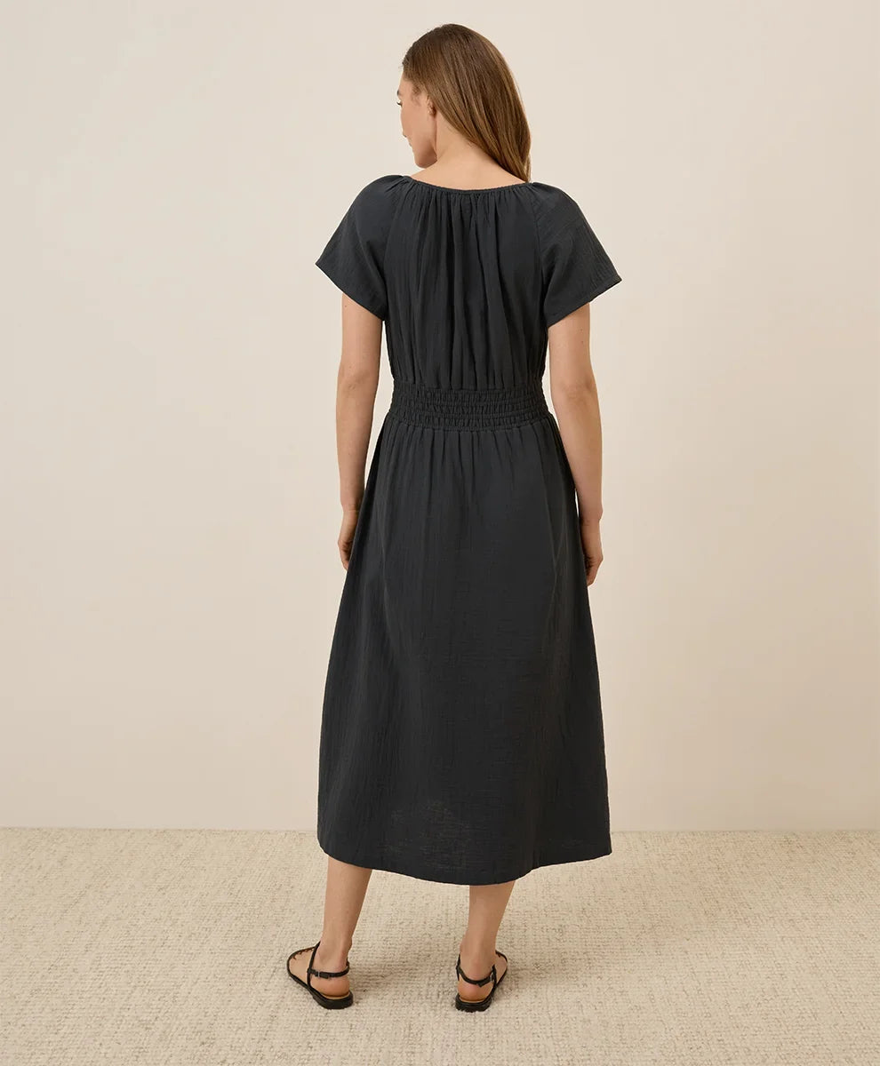 clearance coastal double gauze boho midi dress