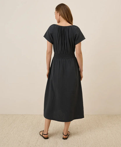 clearance coastal double gauze boho midi dress