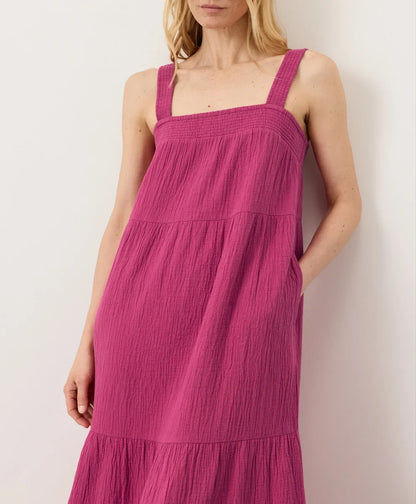 coastal double gauze strappy tiered maxi dress