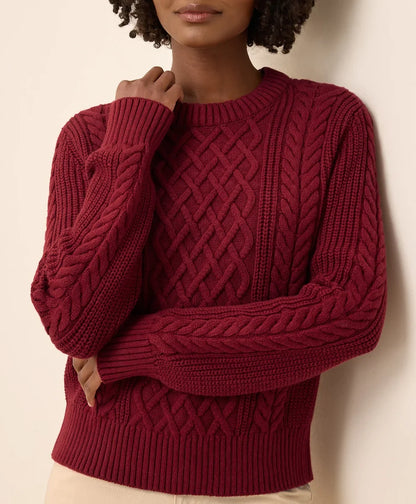 clearance luxe knit cable crew sweater