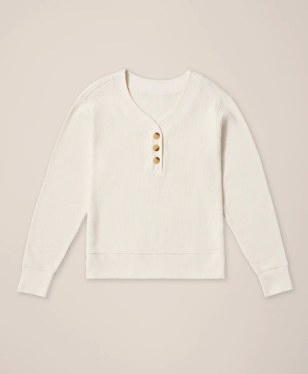 clearance thermal waffle henley pullover
