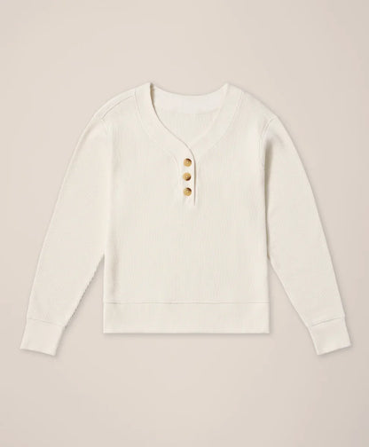 clearance thermal waffle henley pullover