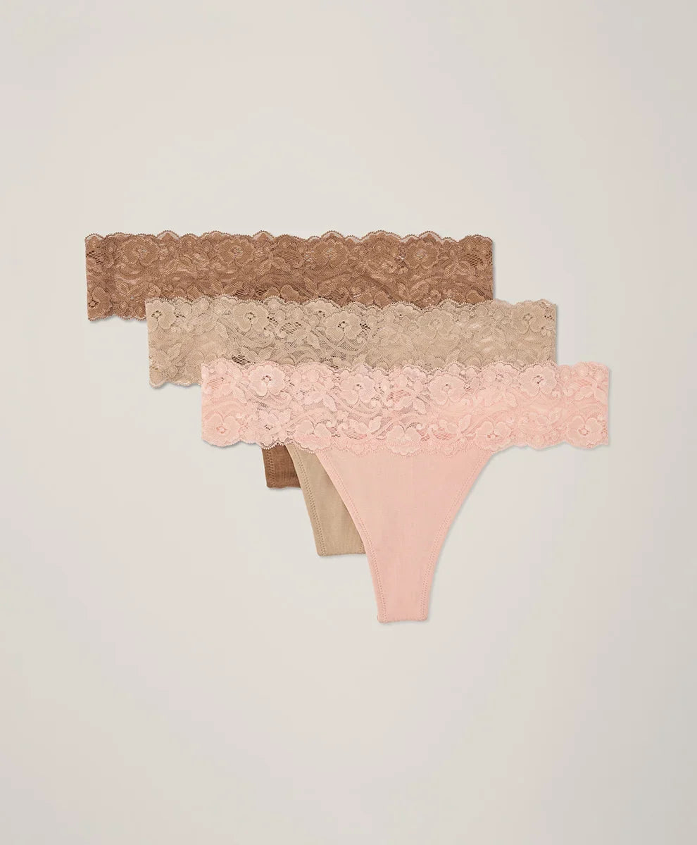 clearance lace waist thong 3-pack