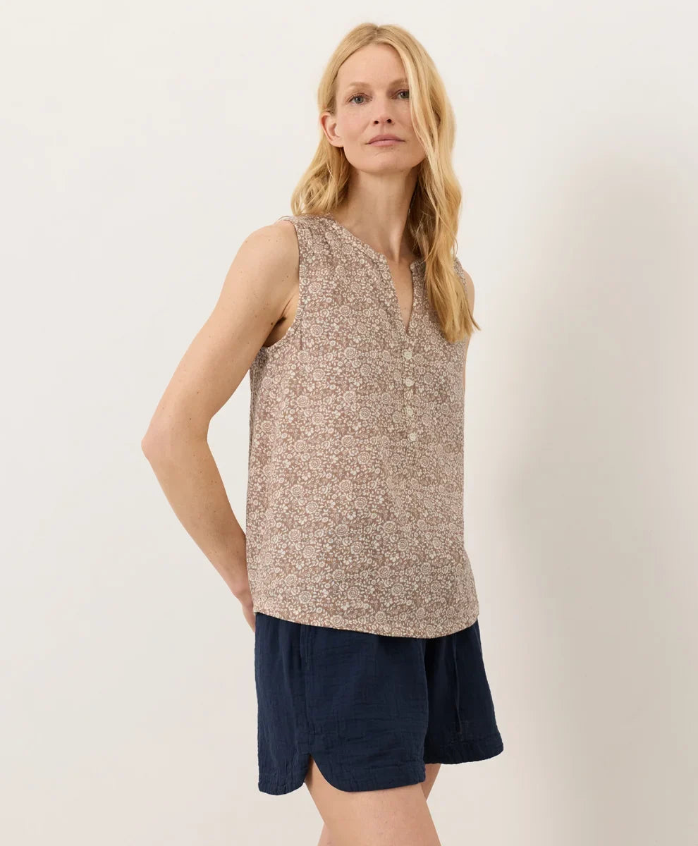 clearance coastal double gauze henley tank