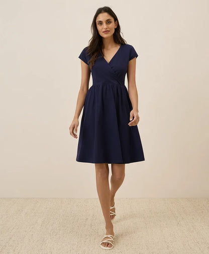 clearance fit & flare crossover dress