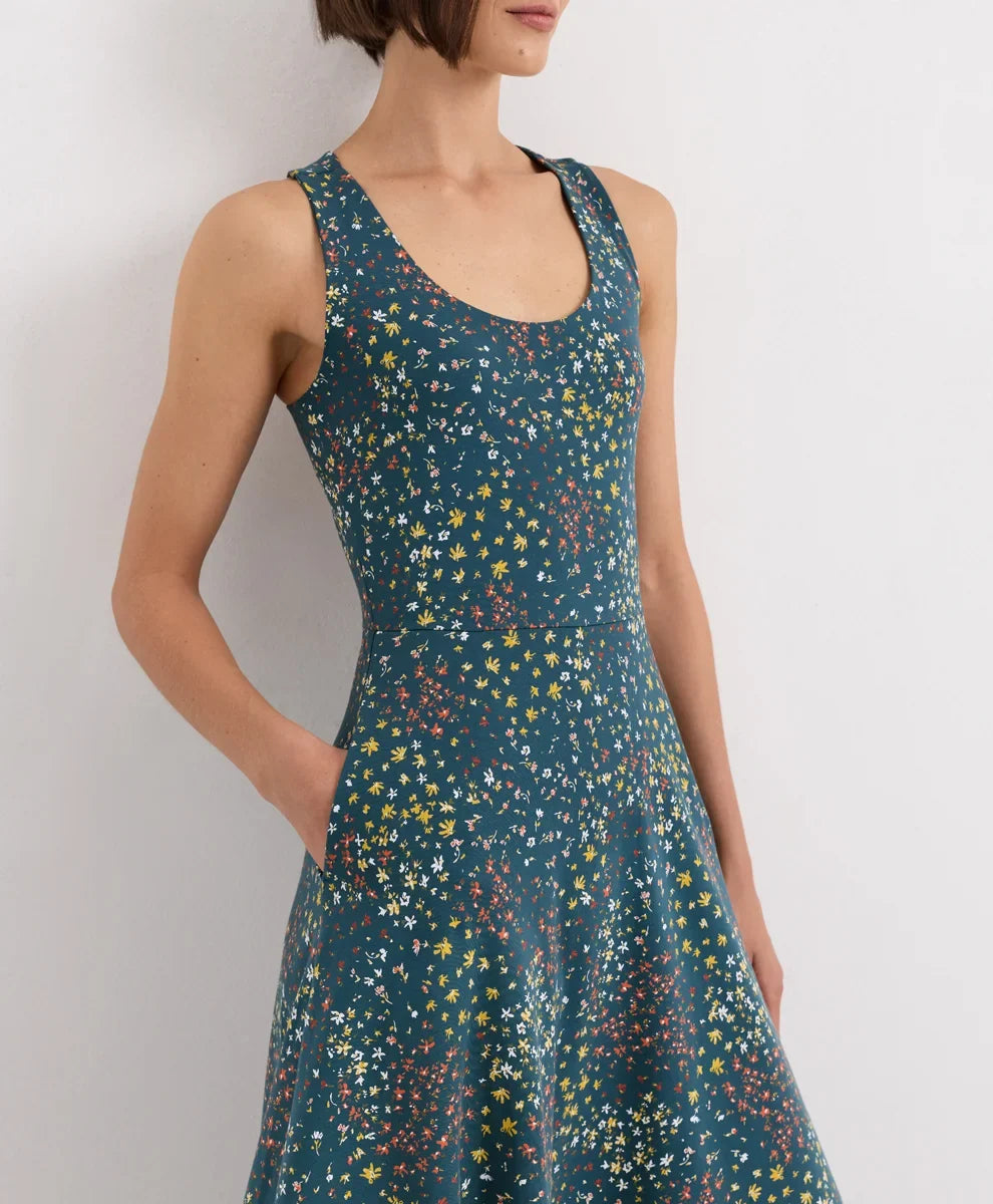 fit & flare open back maxi dress