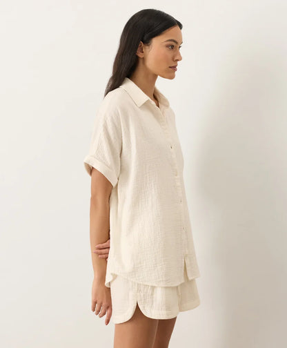 clearance coastal double gauze oversized shirt