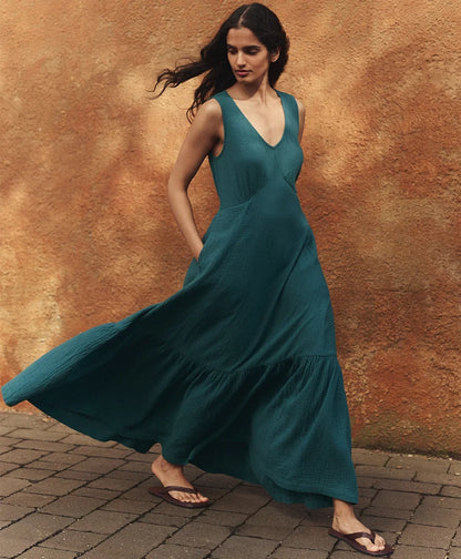 clearance coastal double gauze beach to brunch maxi dress