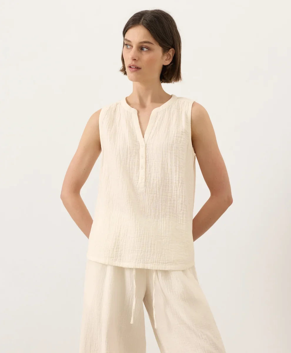 clearance coastal double gauze henley tank