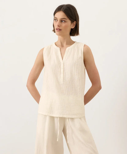 clearance coastal double gauze henley tank