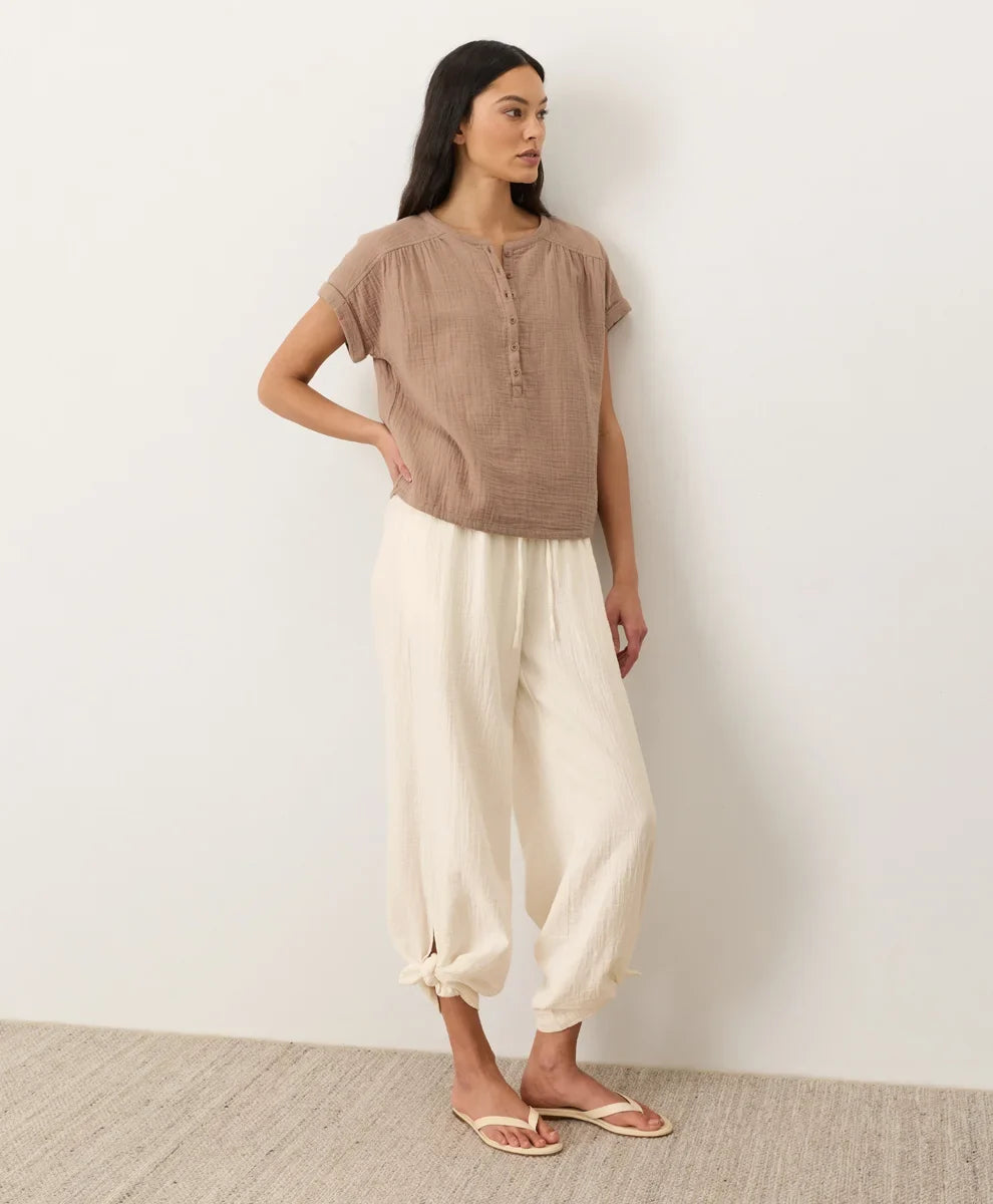 coastal double gauze split hem pant