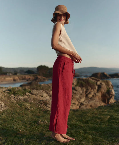 clearance coastal double gauze split hem pant
