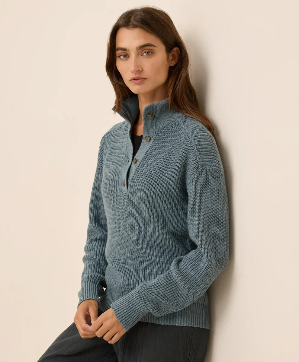 clearance luxe knit henley sweater