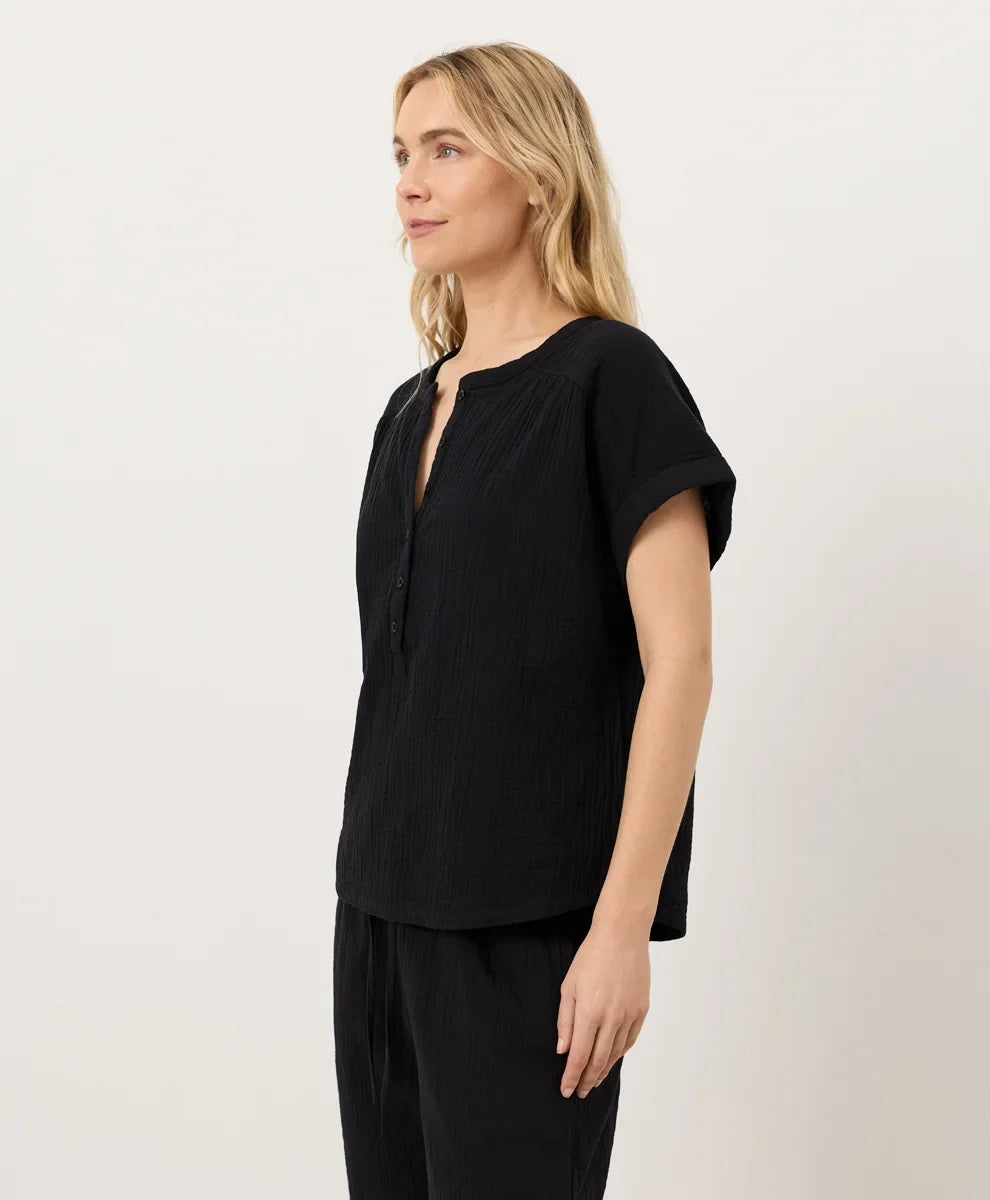 clearance coastal double gauze short sleeve popover