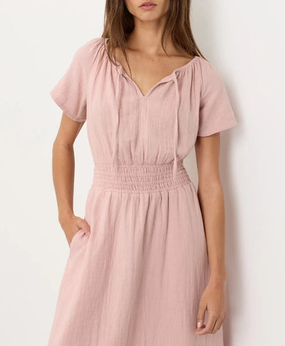 clearance coastal double gauze boho midi dress