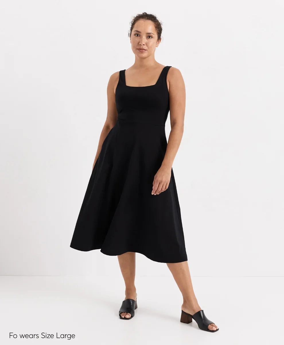 fit & flare square neck dress