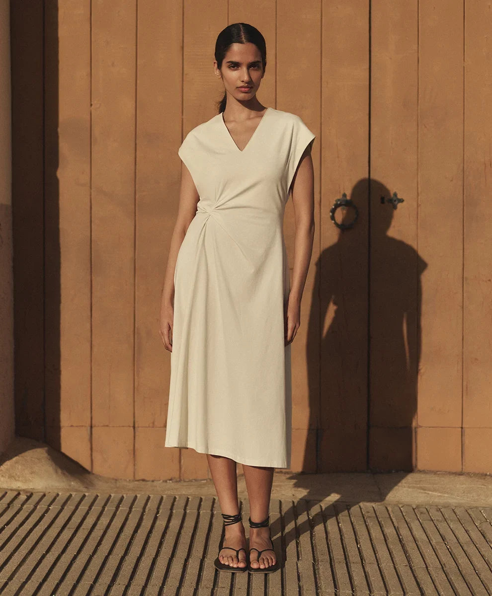 fit & flare v-neck twist dress