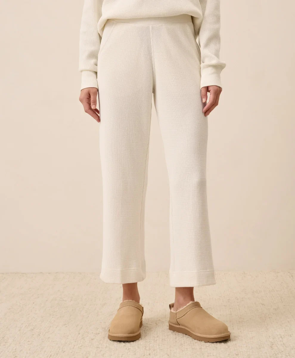 clearance thermal waffle wide leg pant