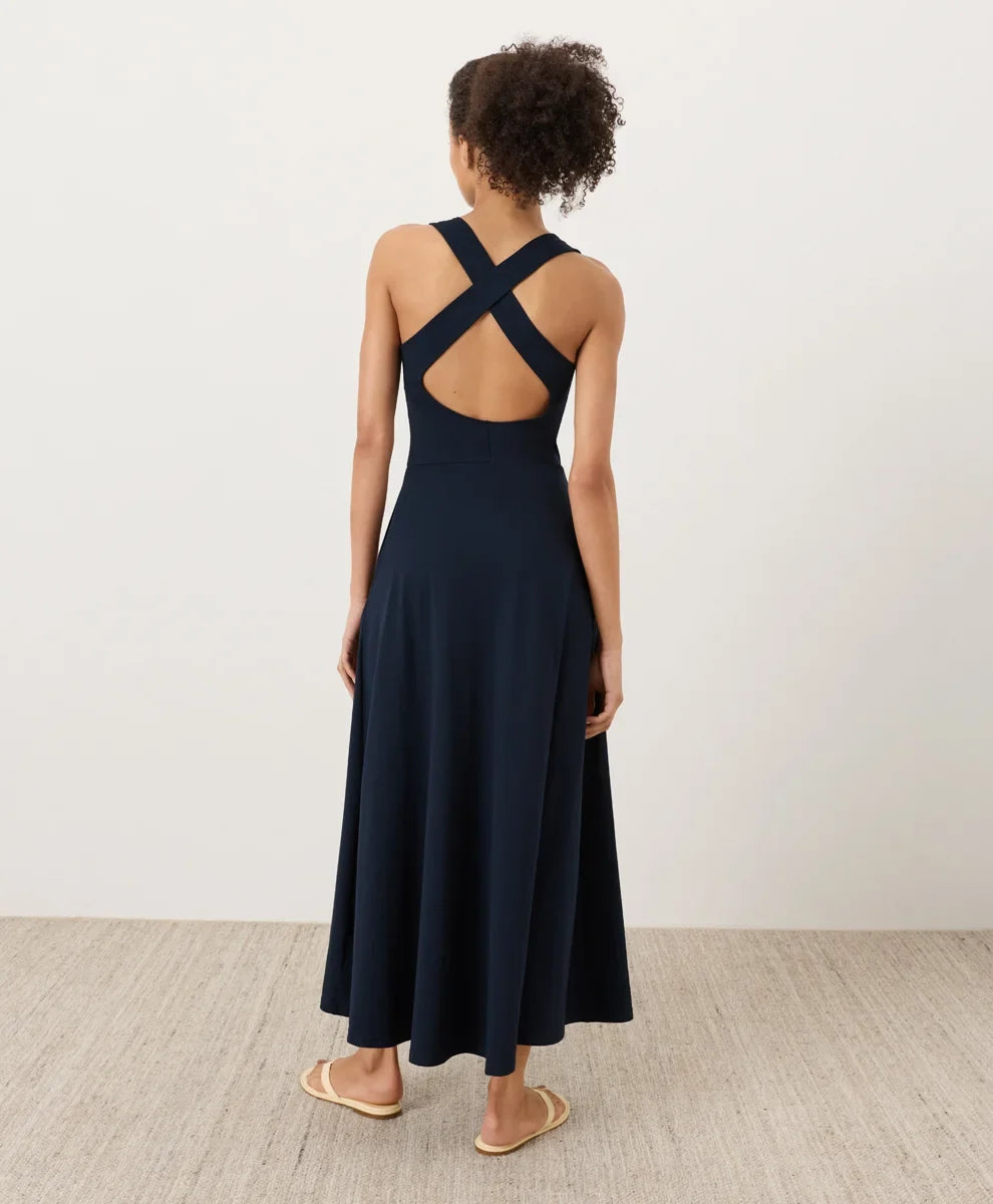 clearance fit & flare open back maxi dress
