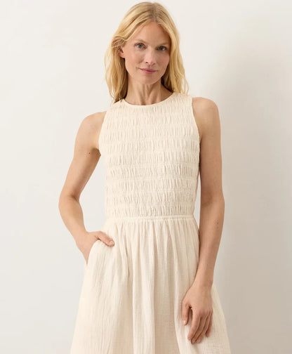 clearance coastal double gauze smocked dress