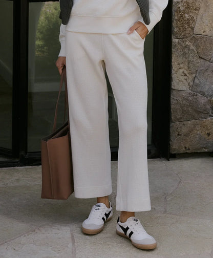 clearance thermal waffle wide leg pant