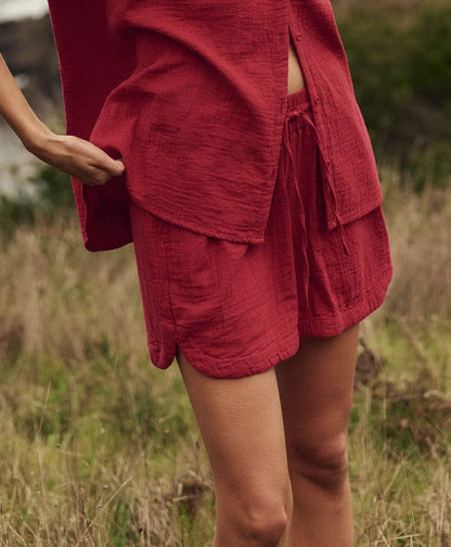 clearance coastal double gauze curved hem short