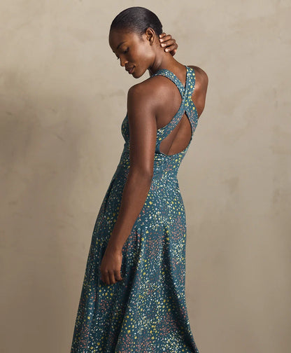 fit & flare open back maxi dress
