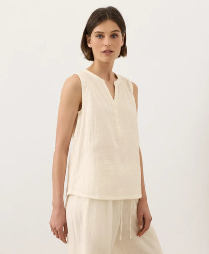clearance coastal double gauze henley tank