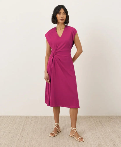 fit & flare v-neck twist dress