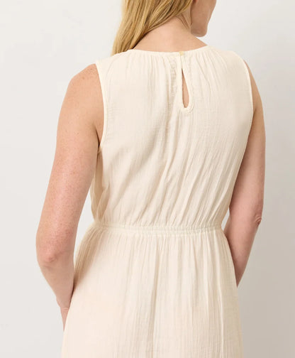 coastal double gauze tiered midi dress