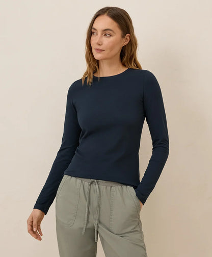 clearance luxe stretch jersey slim long sleeve tee
