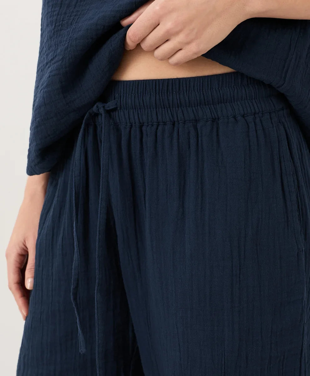 coastal double gauze tapered pull-on pant