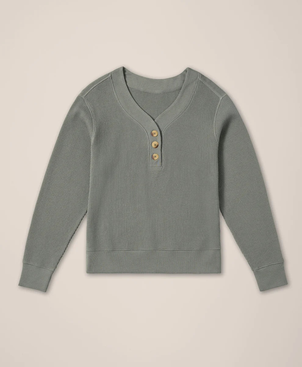 clearance thermal waffle henley pullover