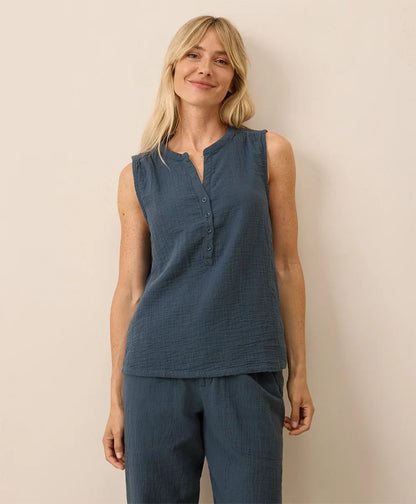 clearance coastal double gauze henley tank