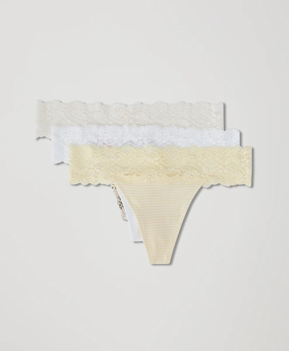 clearance lace waist thong 3-pack