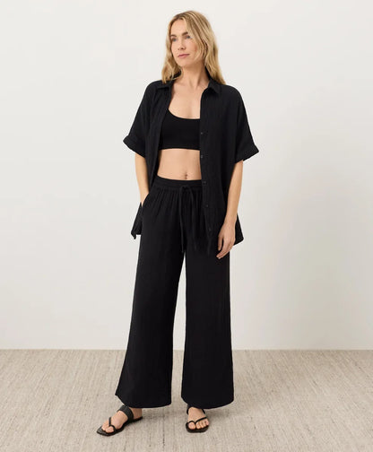 coastal double gauze split hem pant